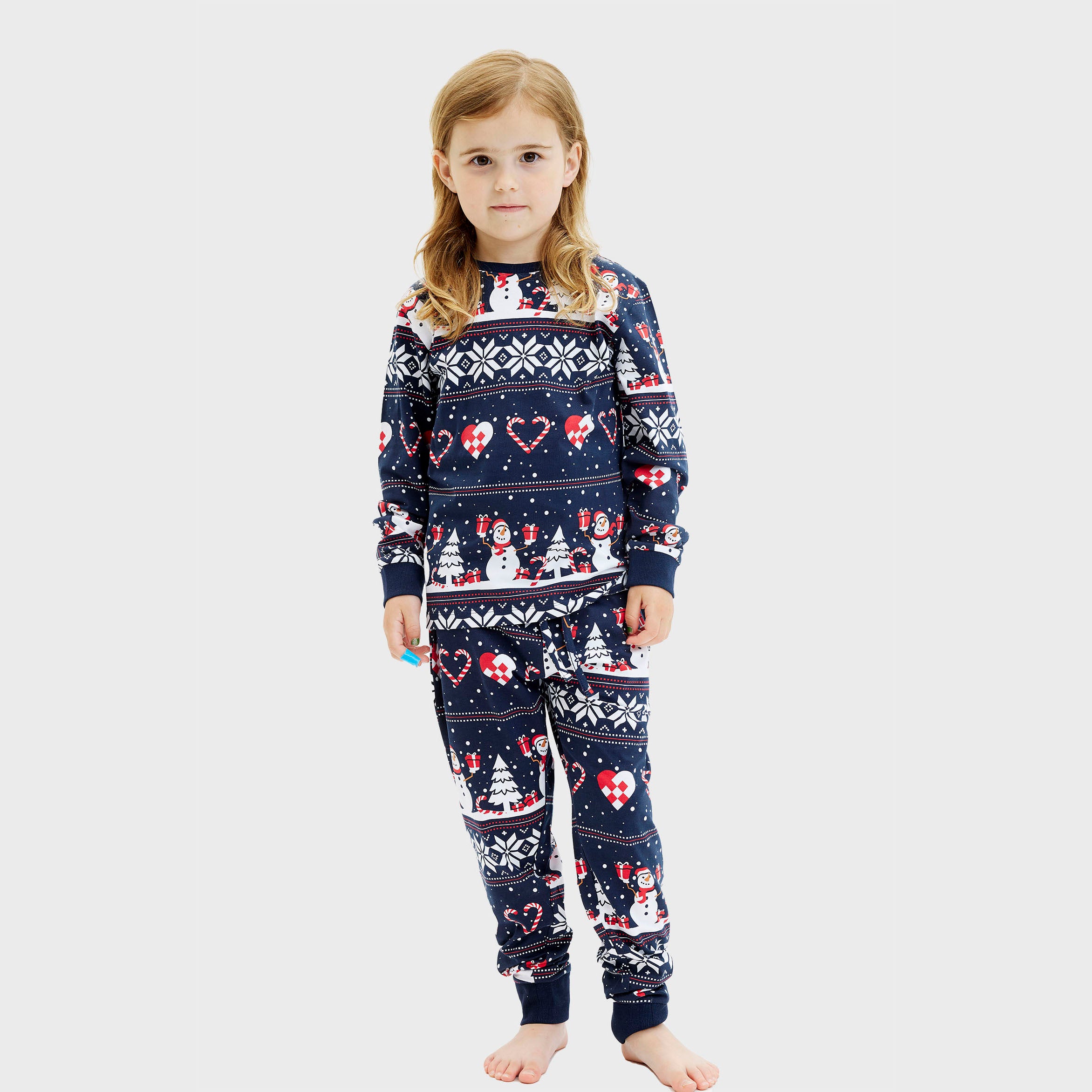 Kersthart Kerstpyjama Navy - Kinderen.