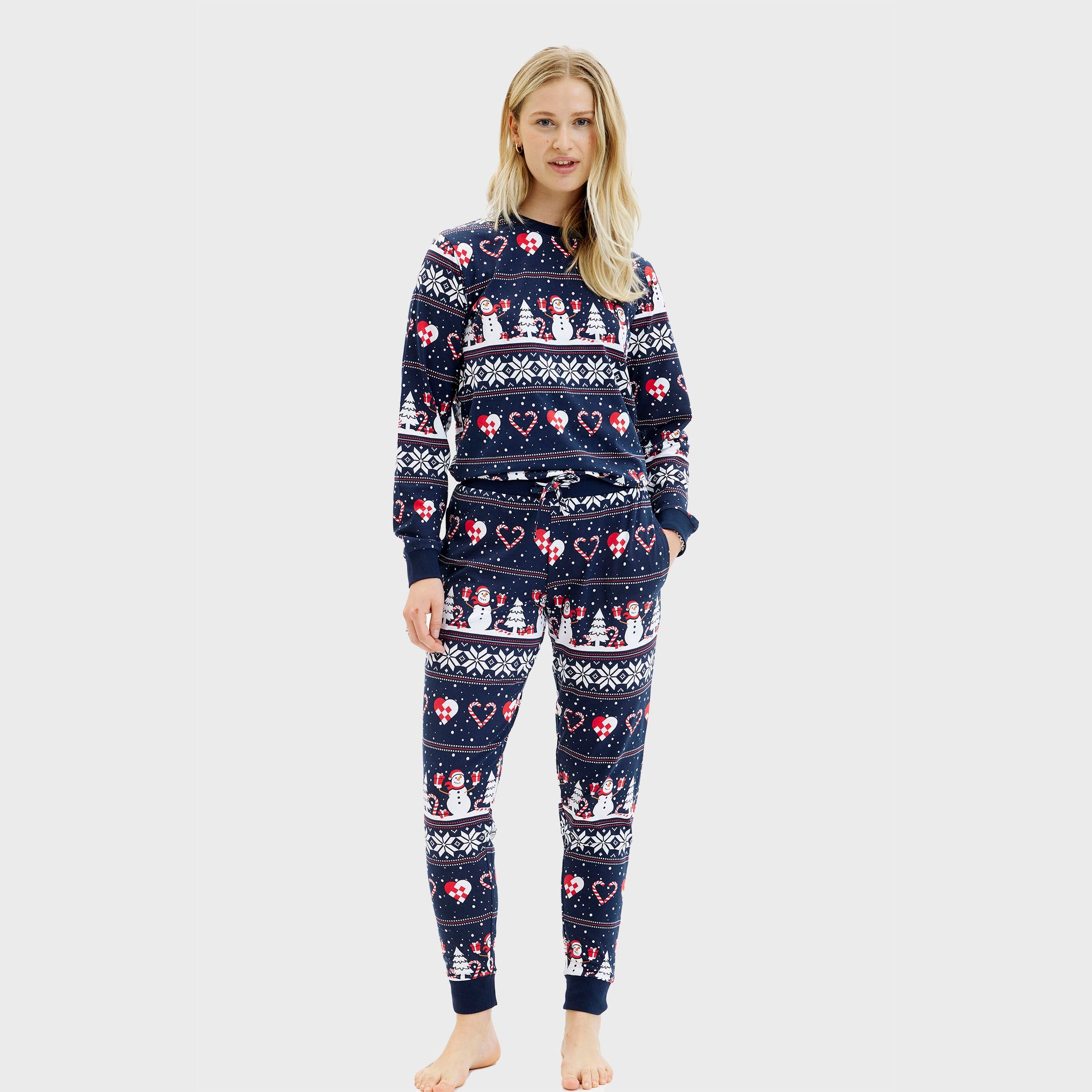 Kersthart Kerstpyjama Navy - Dames.
