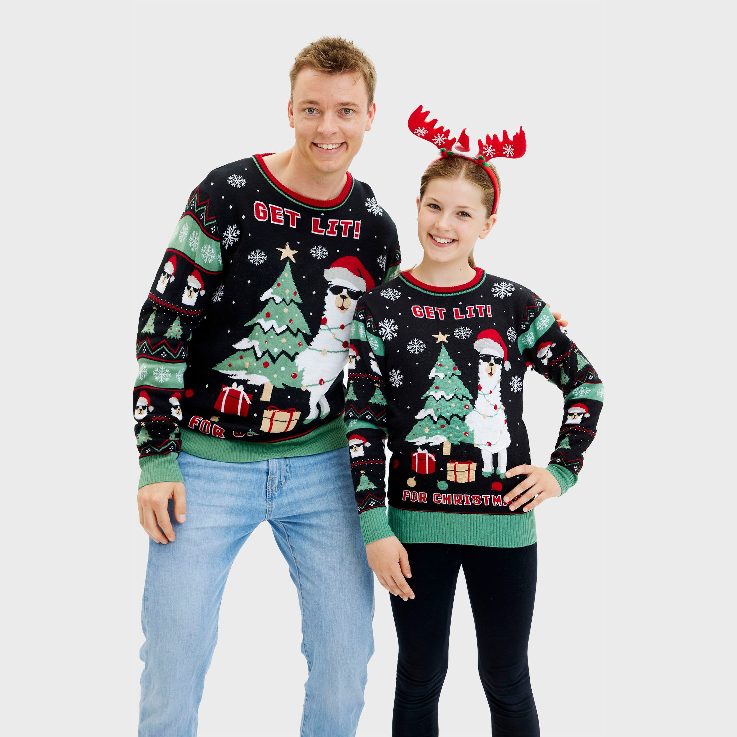 Get Lit Llama Christmas Kersttrui - Heren