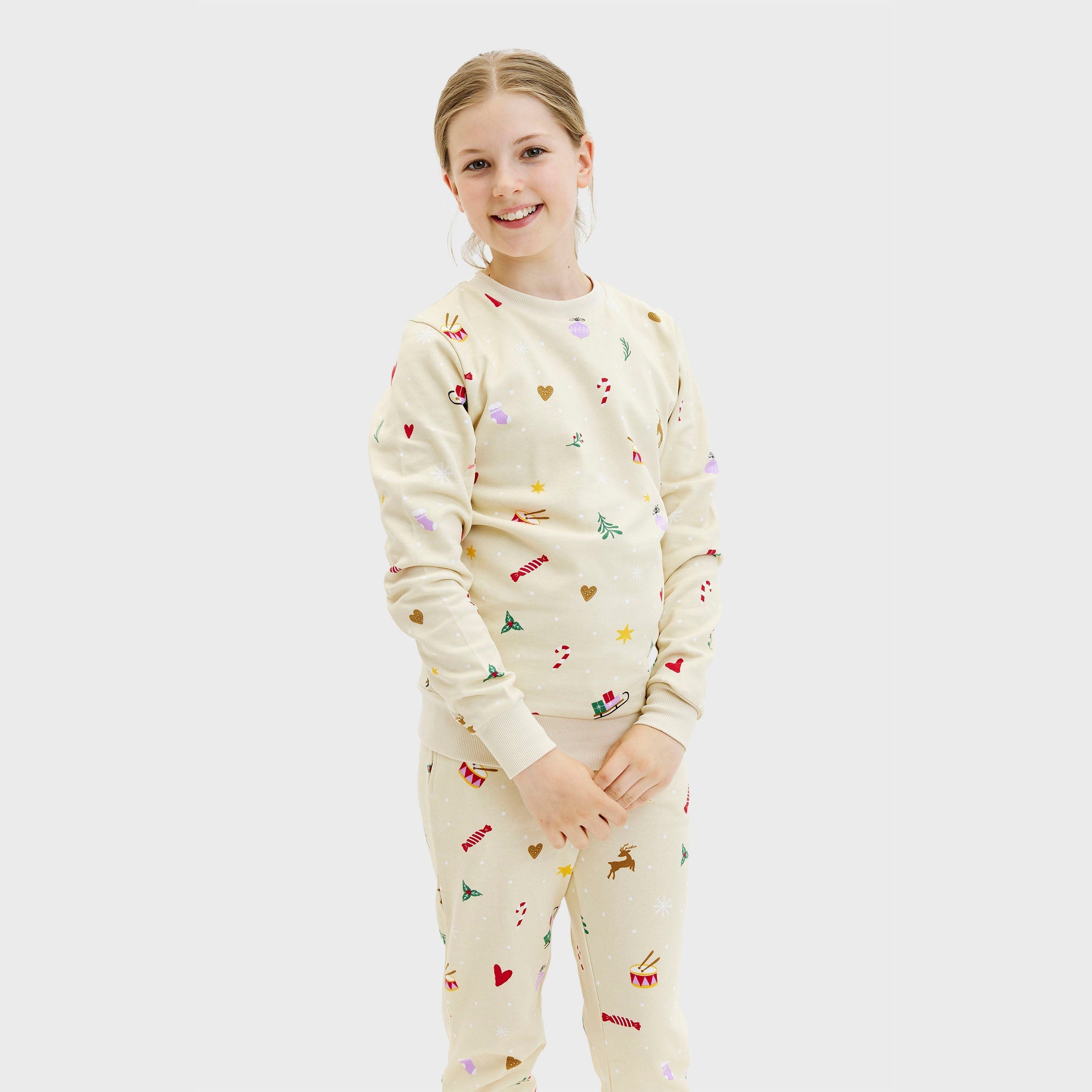 Kerst sweatset beige - Kinderen.