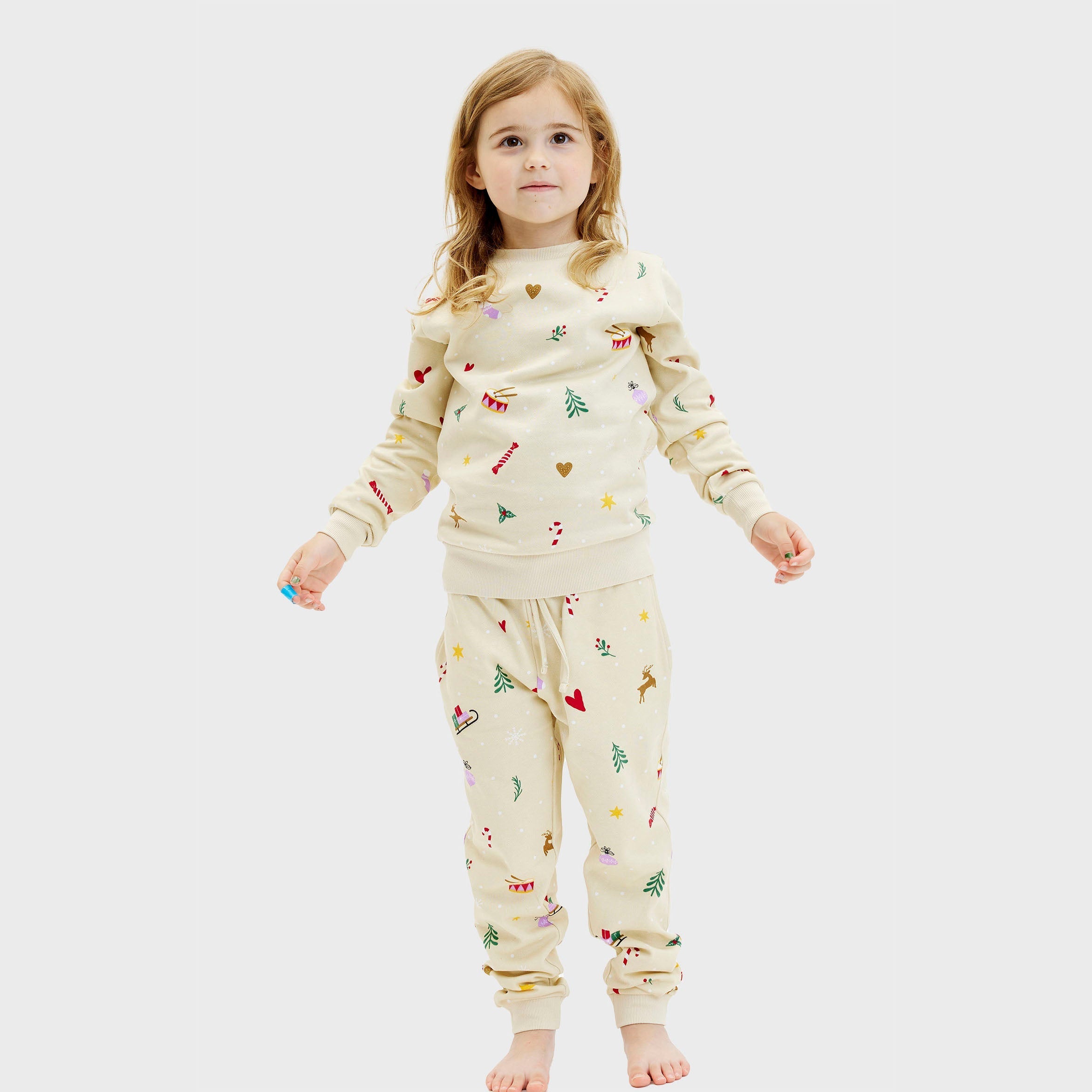 Kerst sweatset beige - Kinderen.