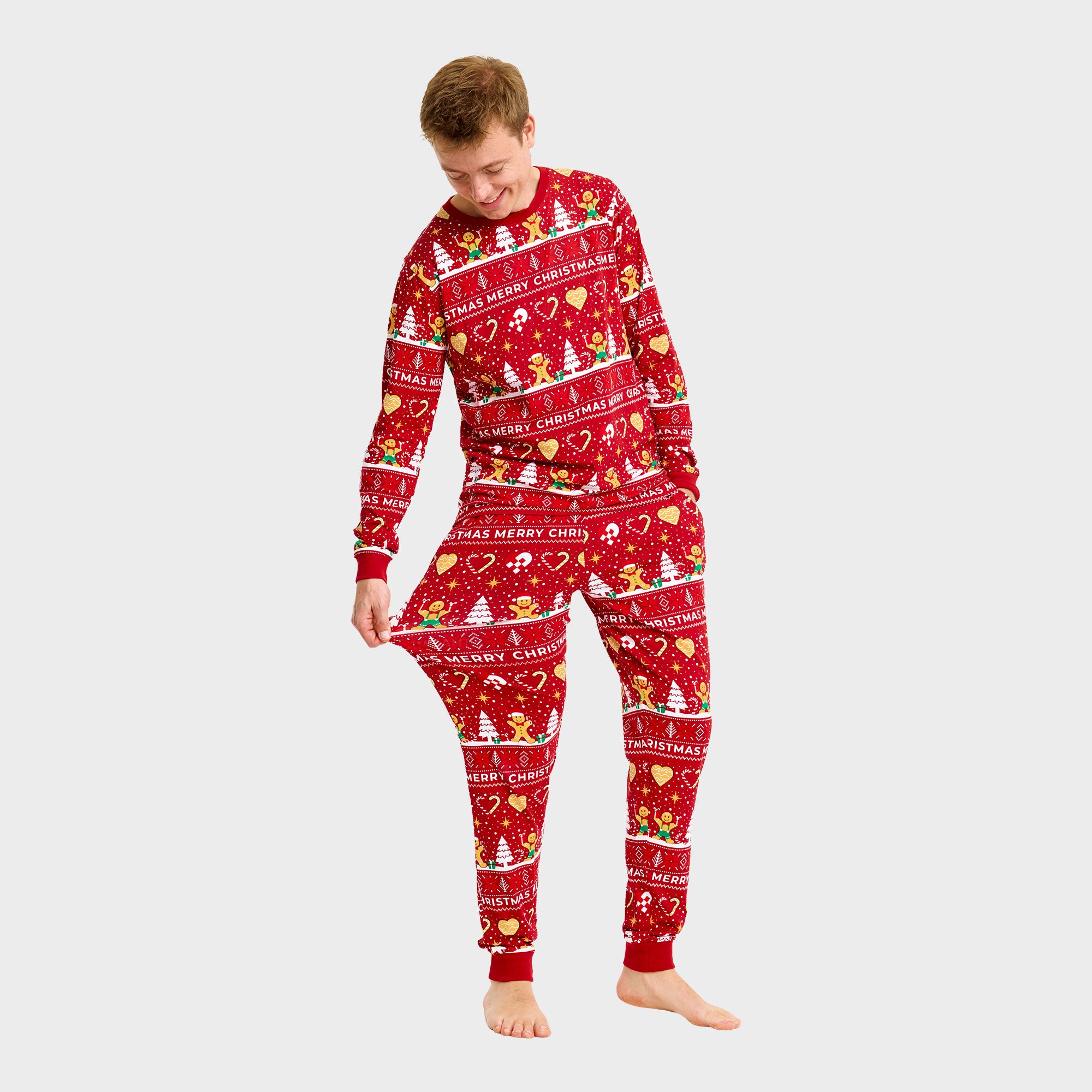 Christmas Cookie kerstpyjama rood – Heren