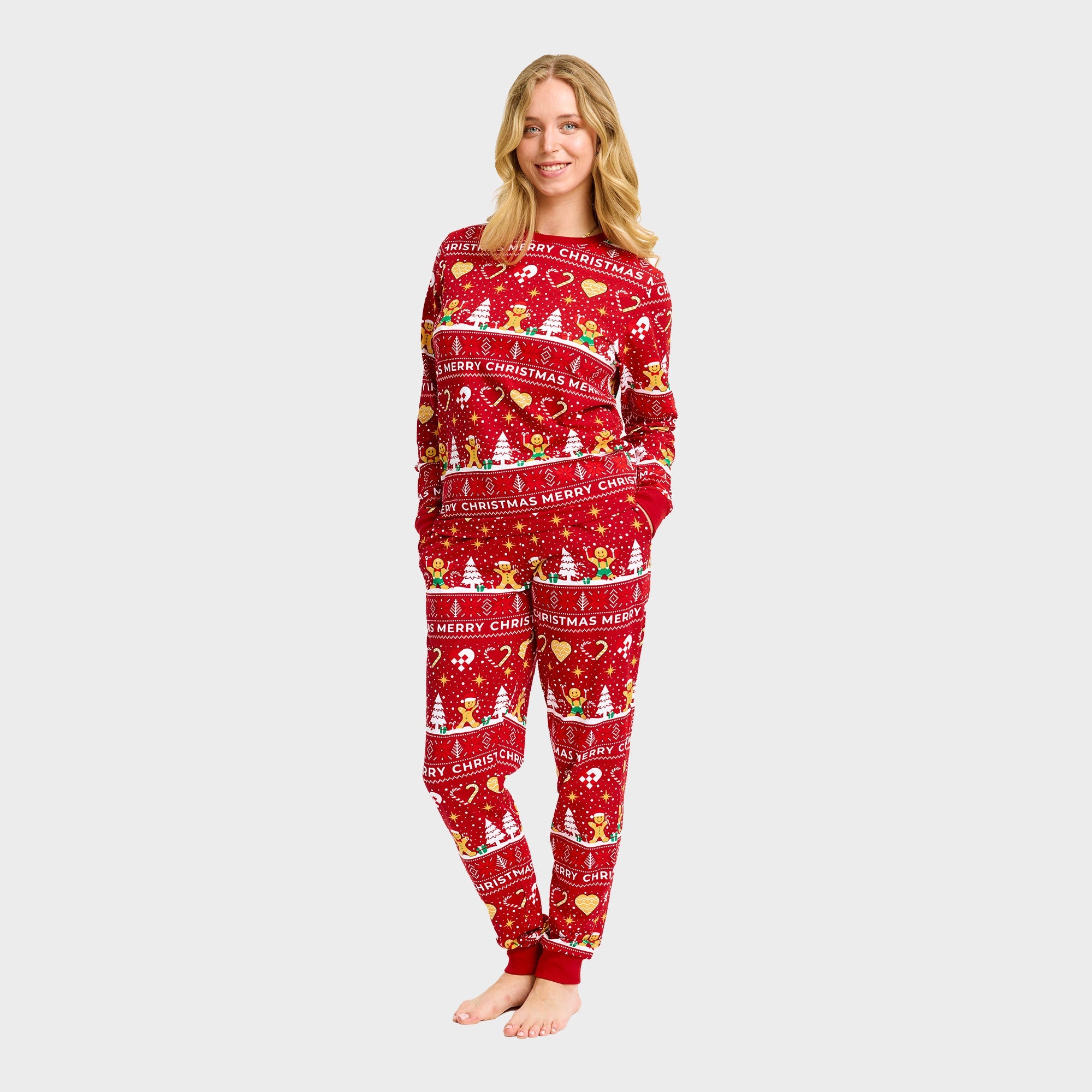 Christmas Cookie kerstpyjama rood voor dames