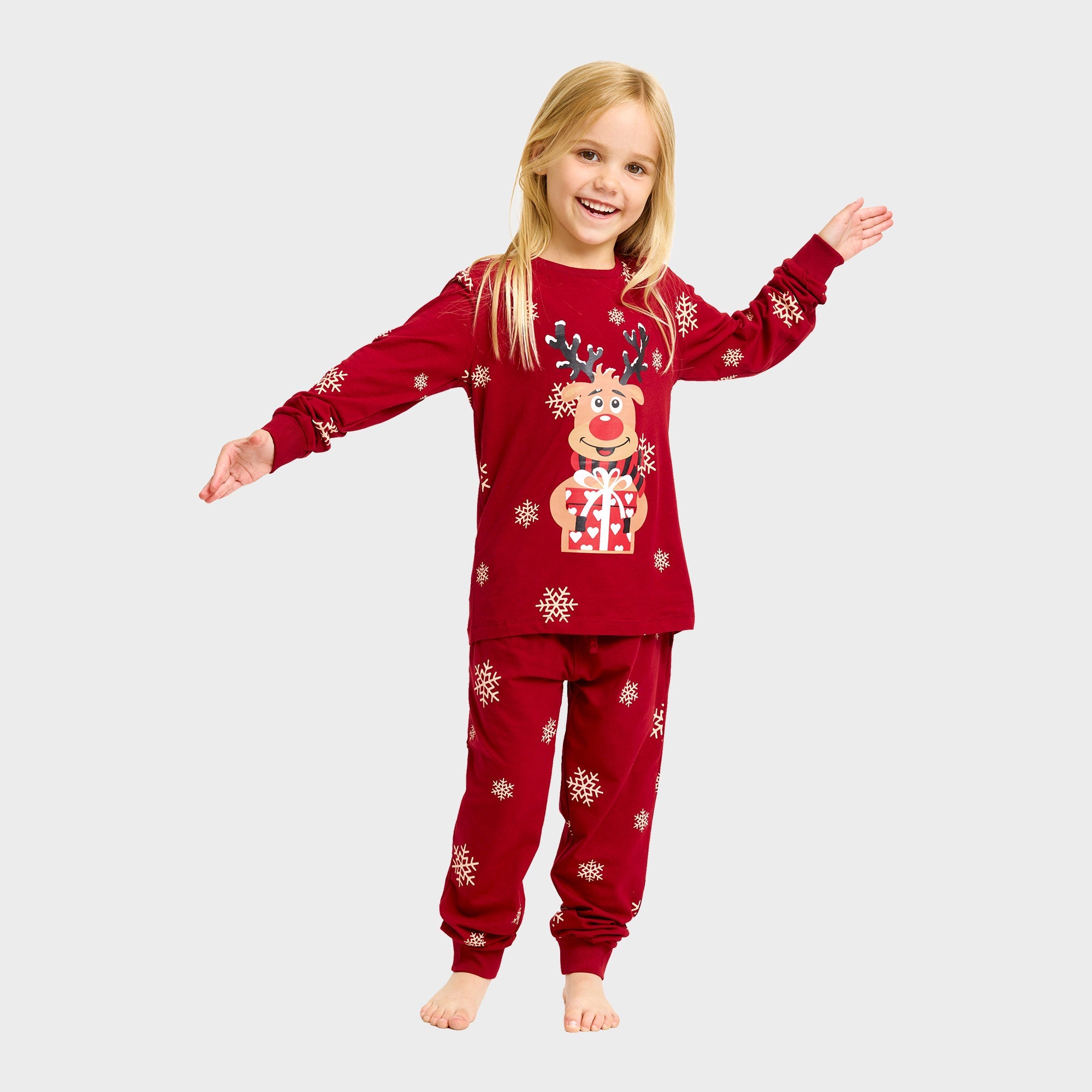 Rudolfs Cute Kerstpyjama Rood - Kinderen