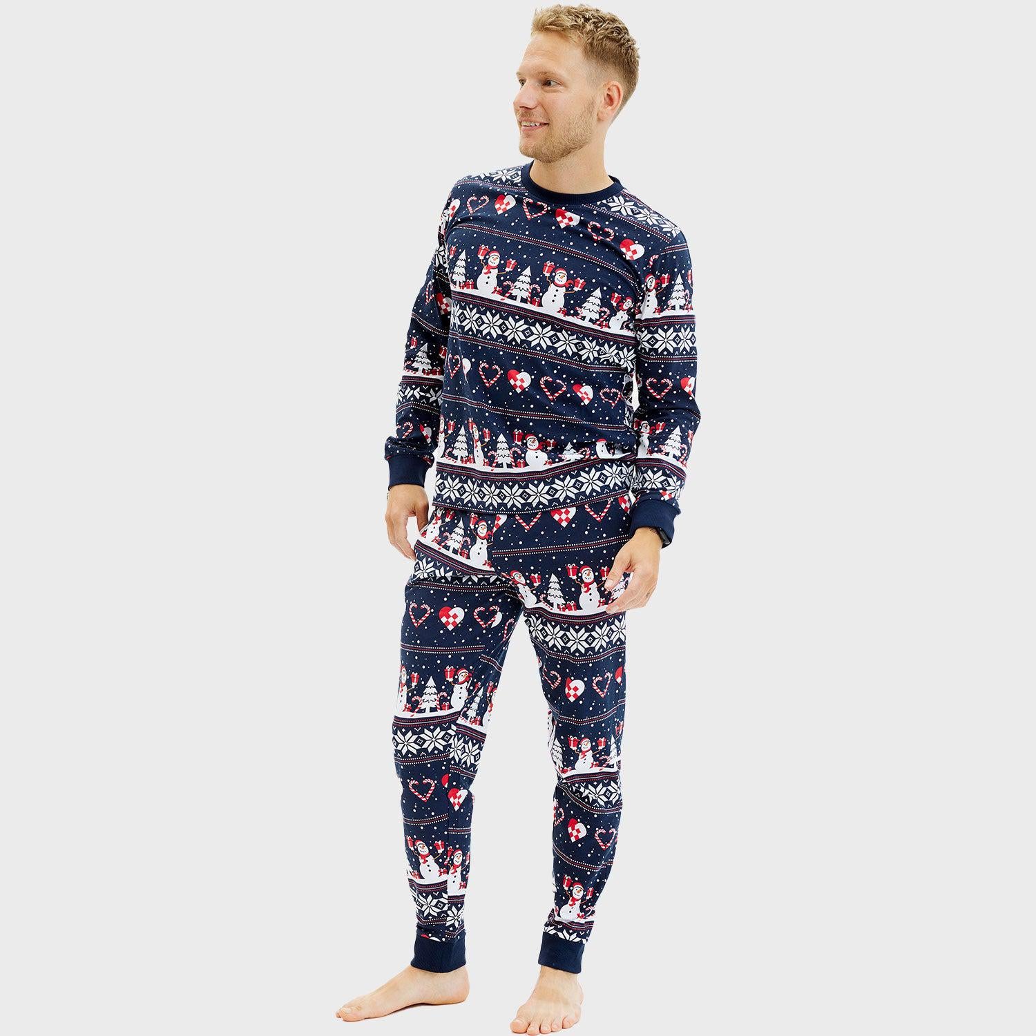 Kersthart Kerstpyjama Navy - Heren.