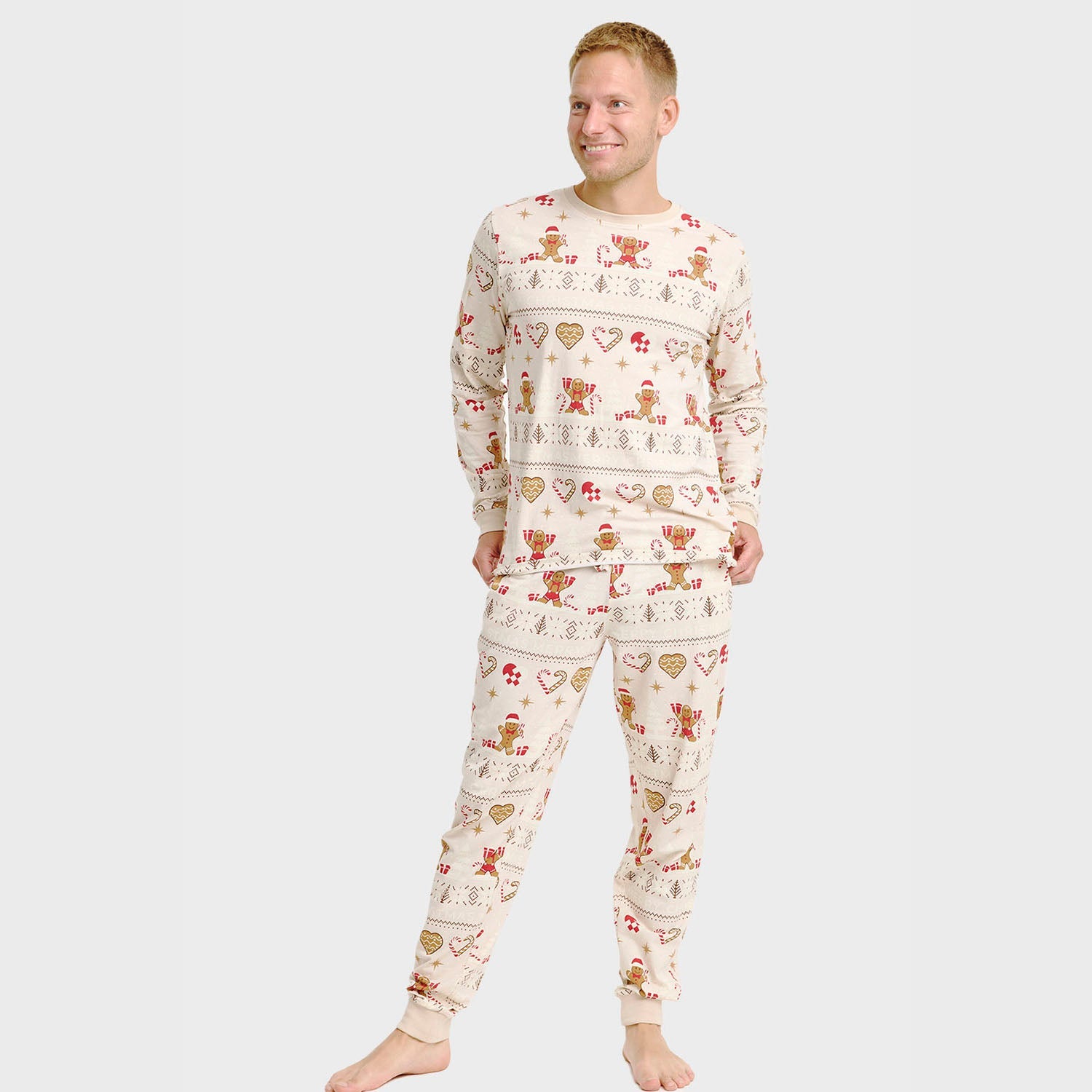 Christmas Cookie kerstpyjama beige – Heren