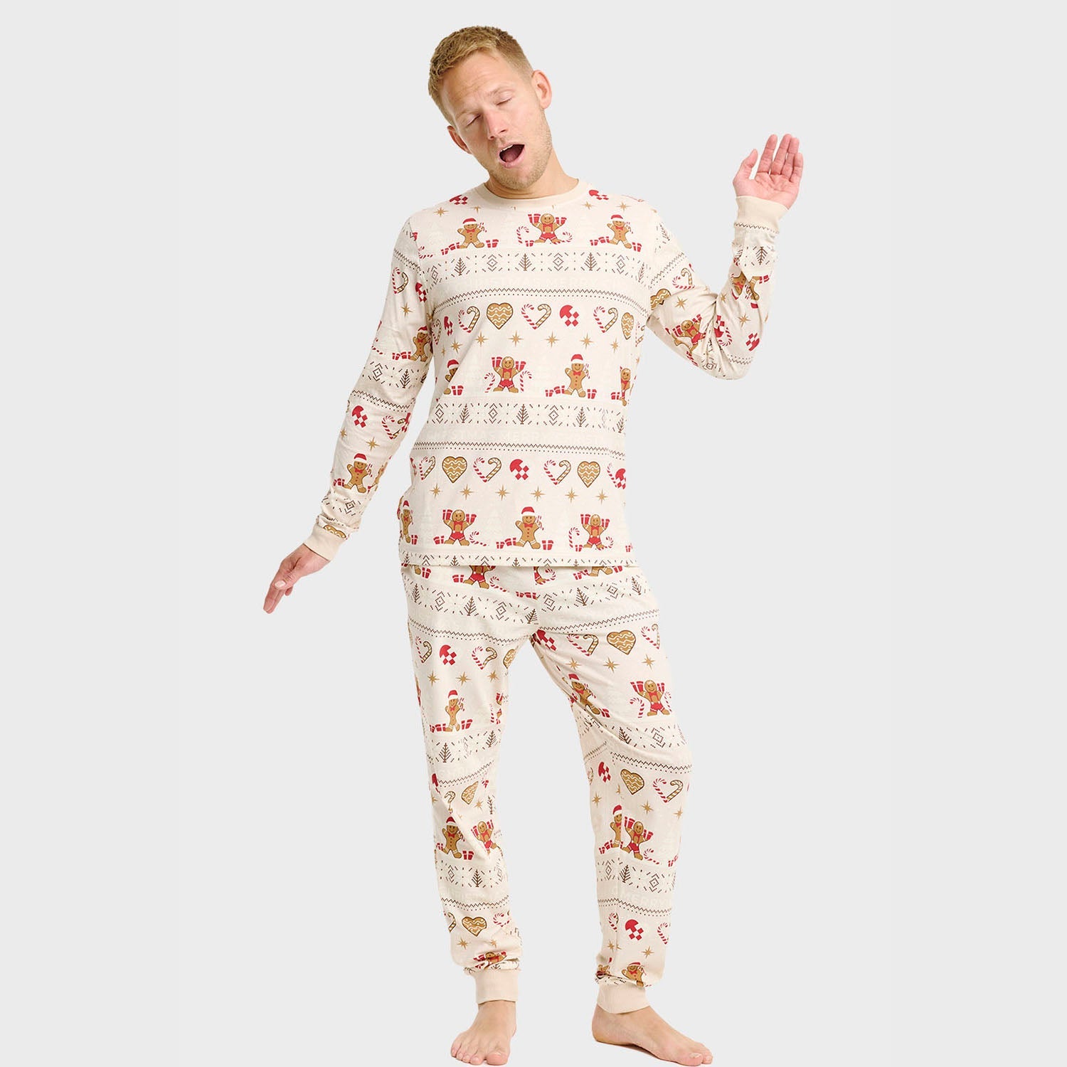 Christmas Cookie kerstpyjama beige – Heren