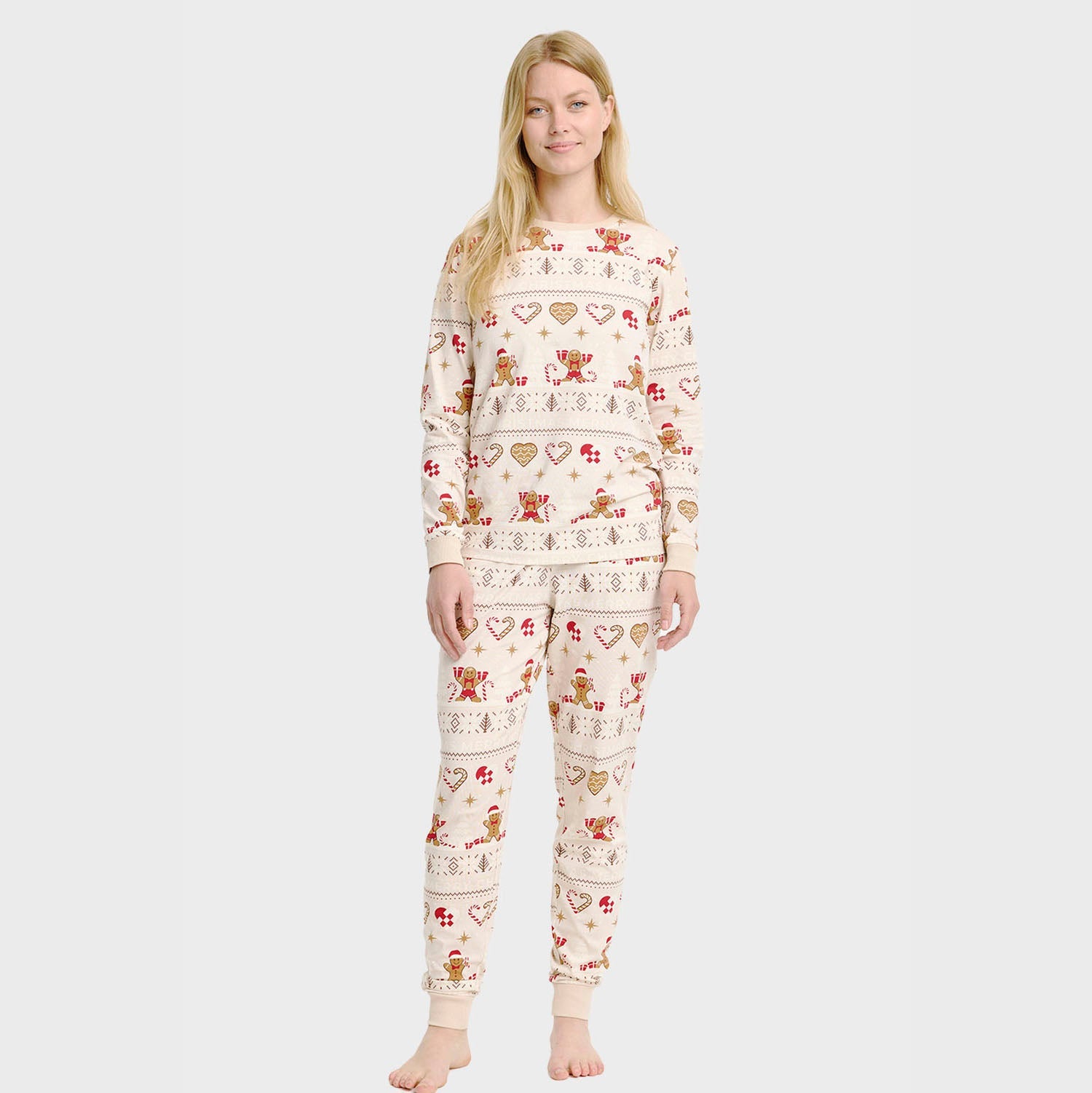 Christmas Cookie kerstpyjama beige – Dames