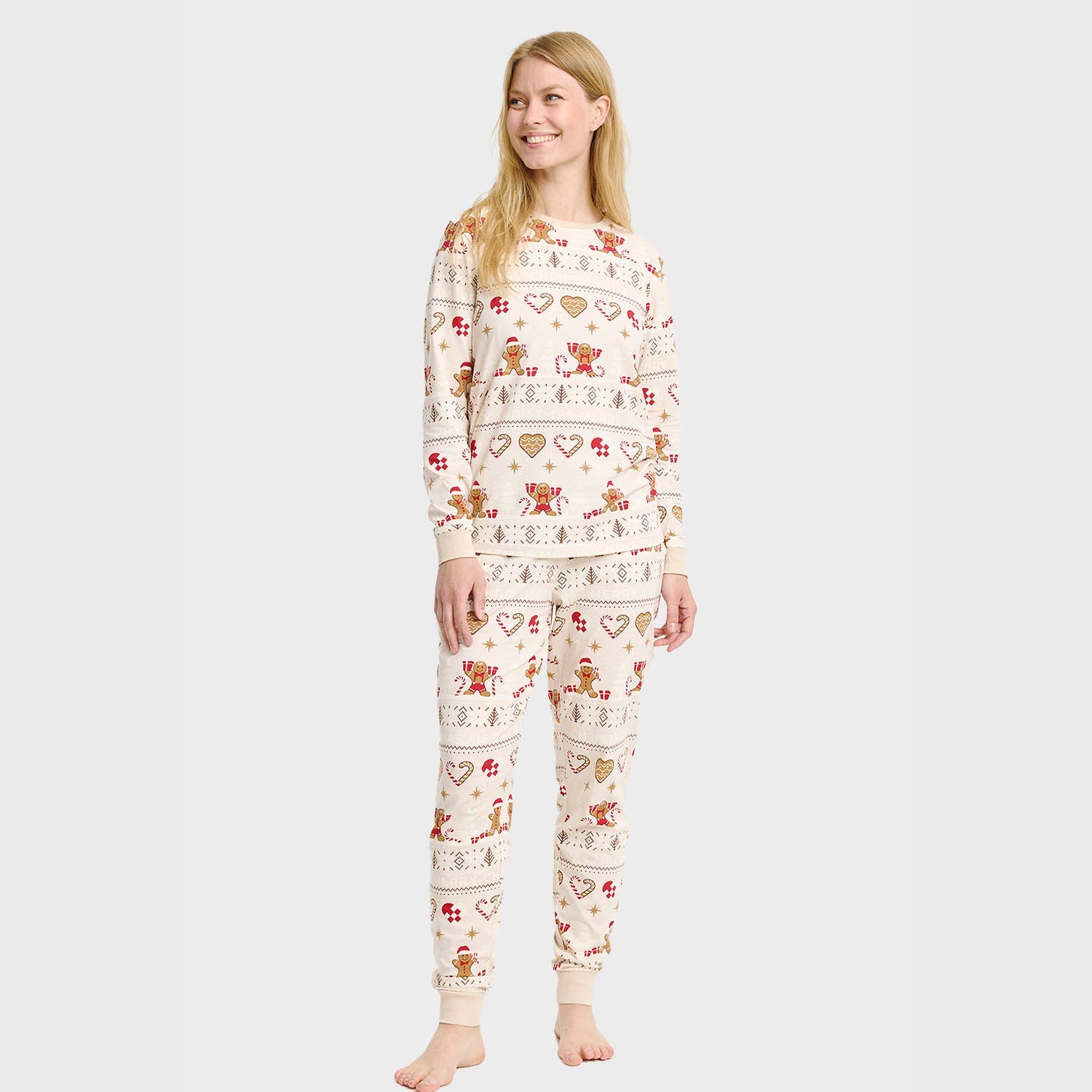 Christmas Cookie kerstpyjama beige – Dames