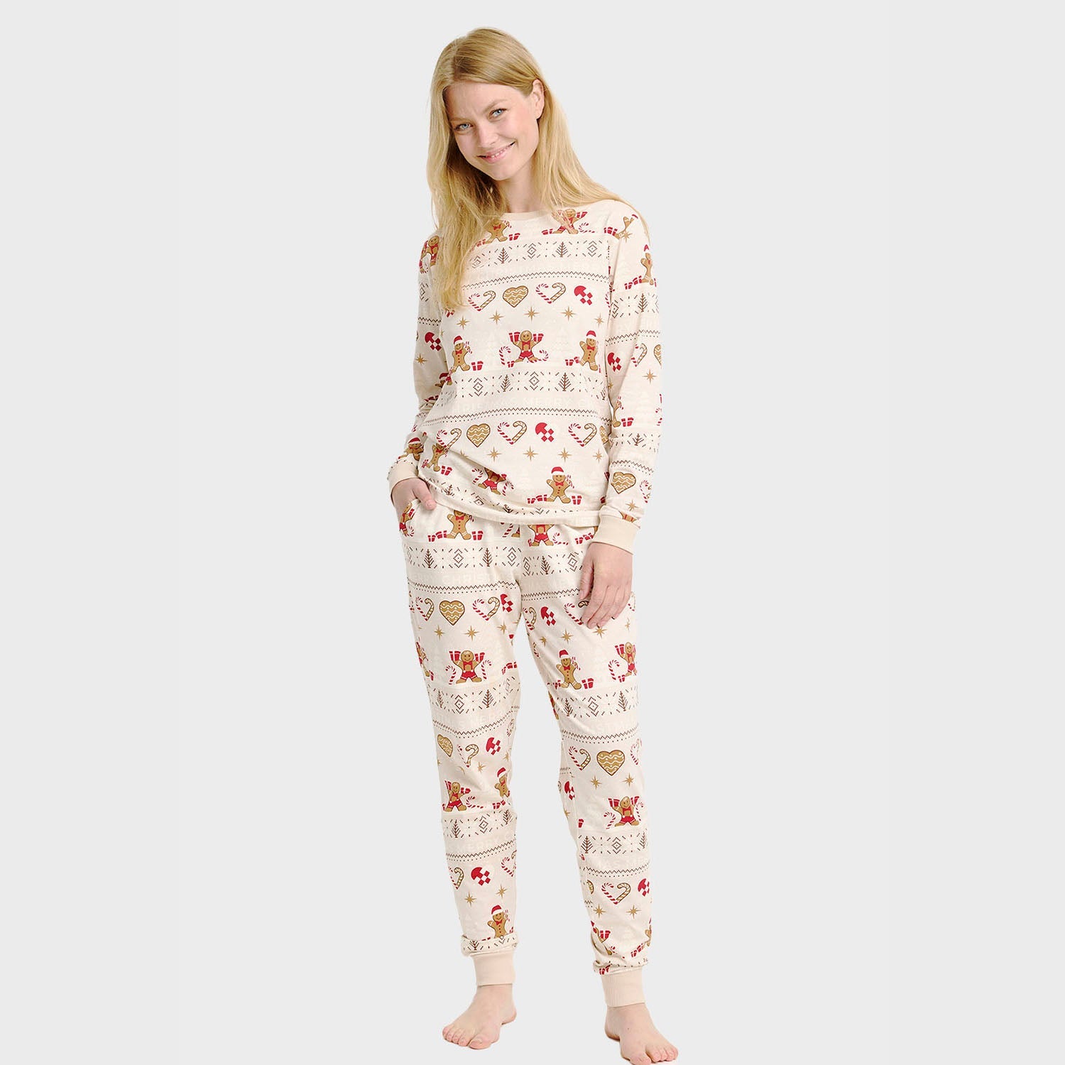 Christmas Cookie kerstpyjama beige – Dames