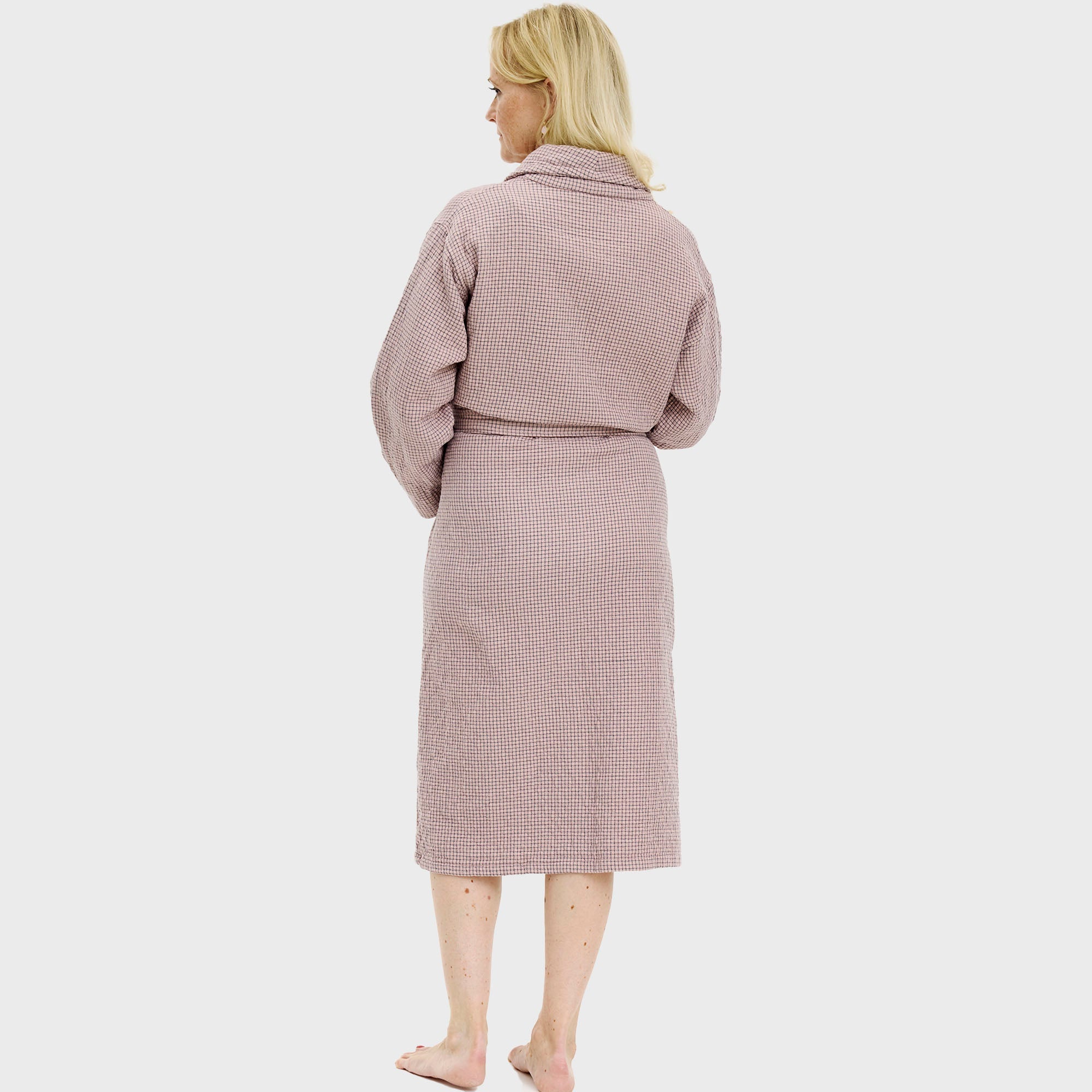 Badjas roze geruit - onesize