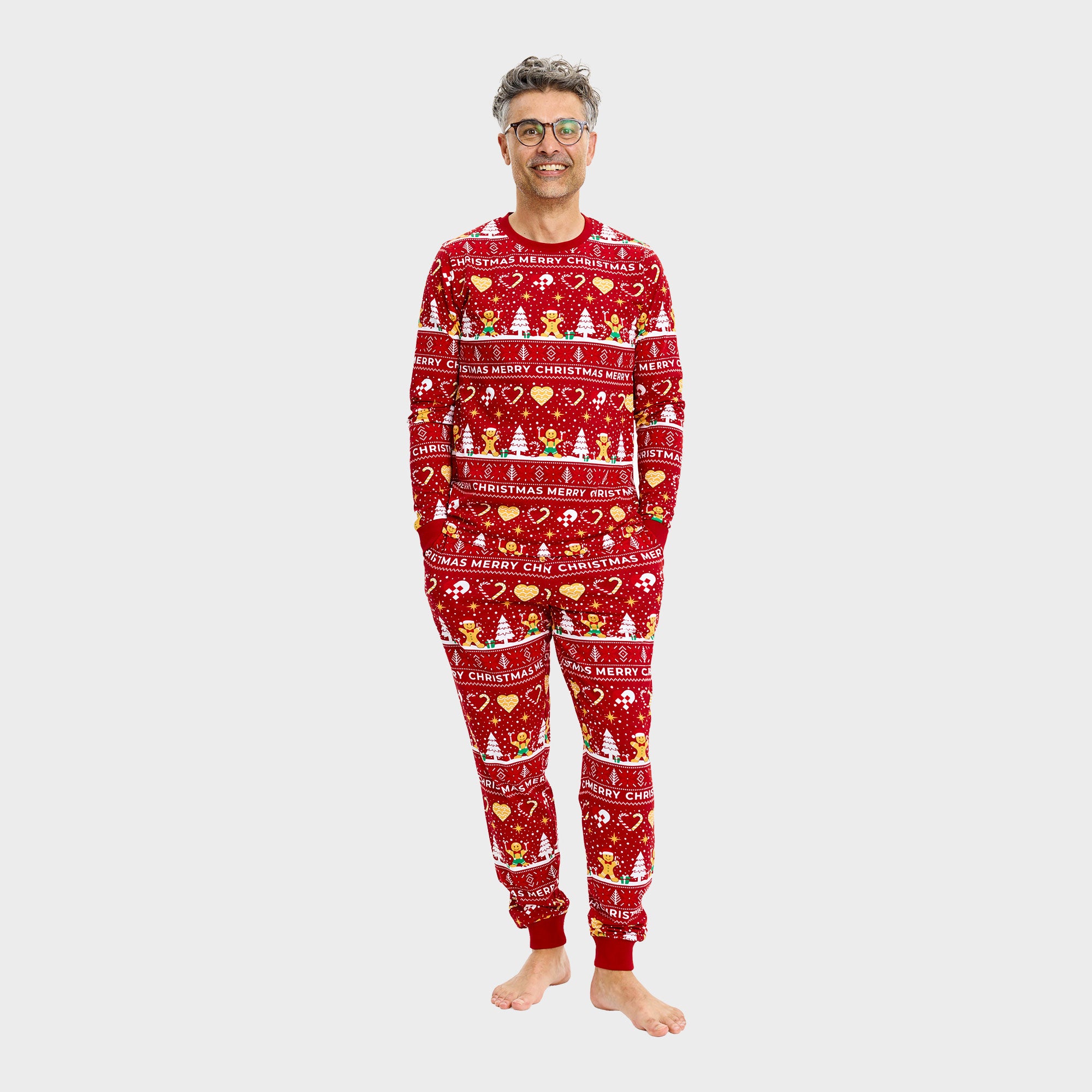 Christmas Cookie kerstpyjama rood – Heren